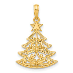 14k Polished Fancy Scrolled Christmas Tree Pendant
