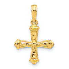 14k Polished and Texture Cross Pendant
