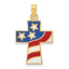14k Polished and Enameled American Flag Cross Pendant