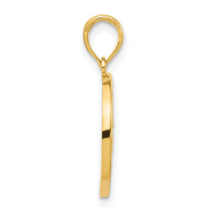 14k Polished Music Notes in Circle Pendant