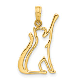 14k Polished Cat Reaching Pendant