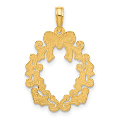14k Polished Christmas Wreath Pendant