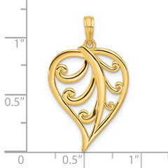 14k Polished Leaf Pendant