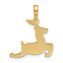 14K Polished Prancing Reindeer Charm