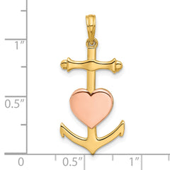 14k w/Rose Rhodium Fancy Anchor and Heart Charm