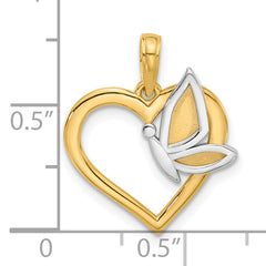 14K with White Rhodium Fancy Heart and Butterfly Charm