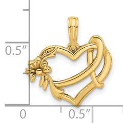 14KY Fancy Heart and Ribbon Charm