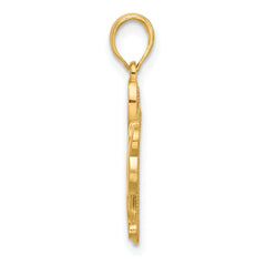 14K Polished and Satin Horseshoe and Clover Charm