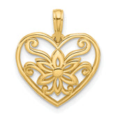 14K Polished Fancy Flower and Heart Charm