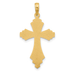 14K Polished and Beaded Cross Charm