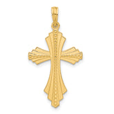 14K Polished and Beaded Cross Charm