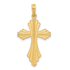 14K Polished and Beaded Cross Charm