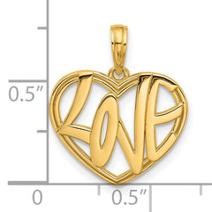 14K Polished Fancy Love Heart Charm