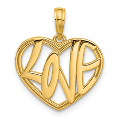 14K Polished Fancy Love Heart Charm