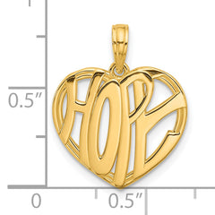14K Polished HOPE Heart Charm
