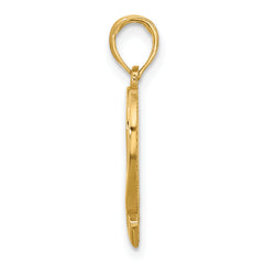 14K Polished Awareness Ribbon and Heart Charm