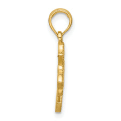 14K Polished Beaded Fleur de Lis Cross Pendant