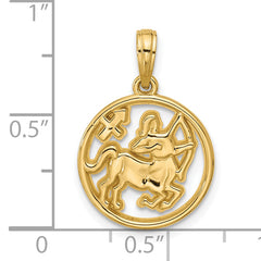 14k Polished Round Sagittarius Pendant