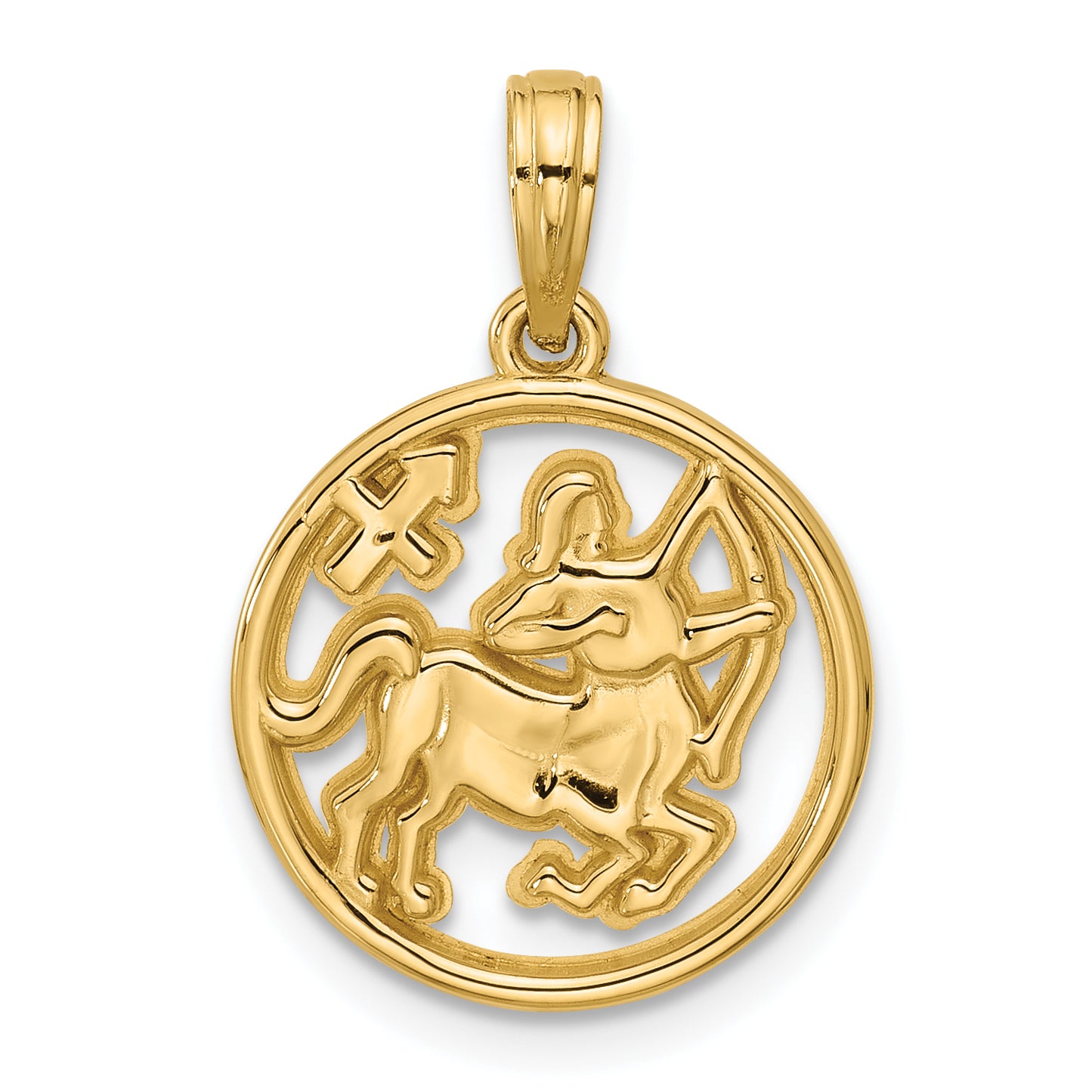 14k Polished Round Sagittarius Pendant