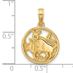 14K Polished Round Taurus Pendant