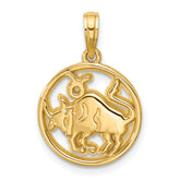 14K Polished Round Taurus Pendant