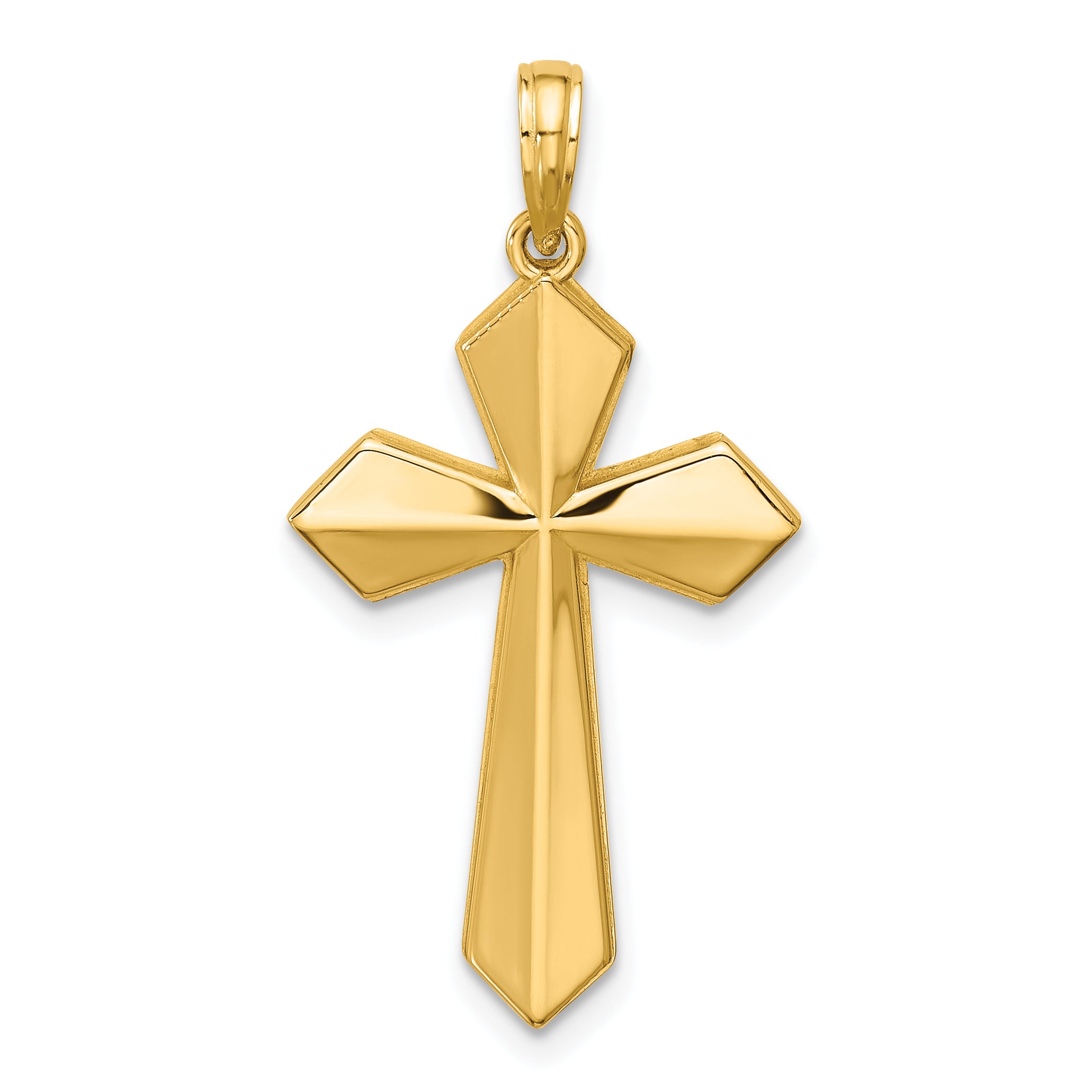 14K Polished Pointed Christian Cross Pendant