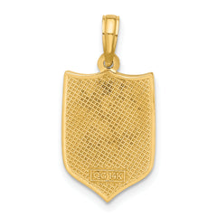 14K Polished Shield with Cross Pendant
