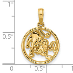 14K Polished Round Leo Pendant