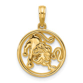 14K Polished Round Leo Pendant