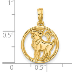 14K Polished Round Aries Pendant