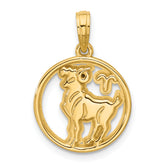 14K Polished Round Aries Pendant