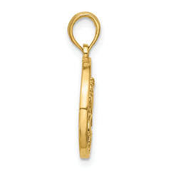 14K Polished Round Cancer Pendant