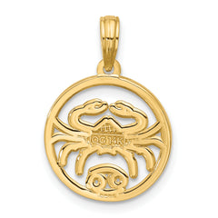 14K Polished Round Cancer Pendant
