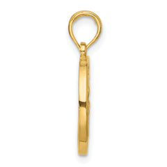 14K Polished Round Aquarius Pendant