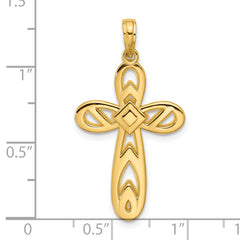 14K Polished Rounded Cross Pendant