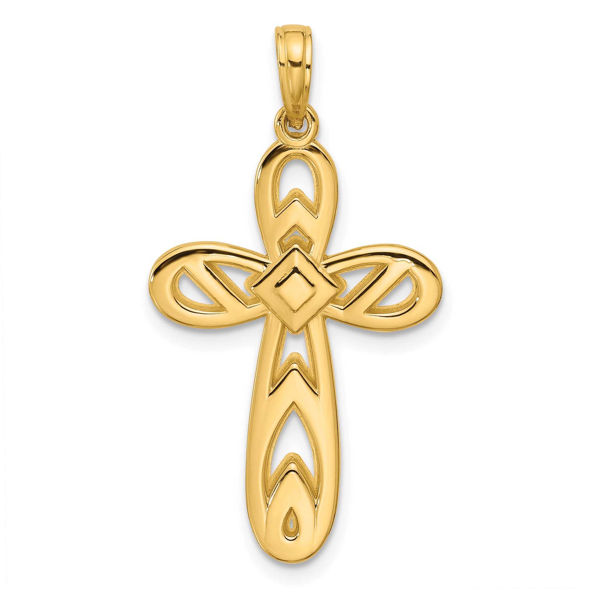 14K Polished Rounded Cross Pendant