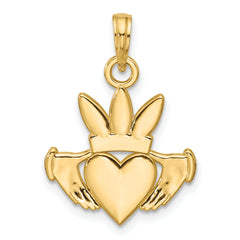 14K Polished Heart Crown Pendant