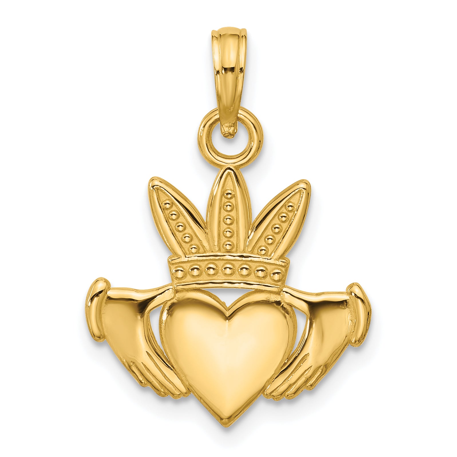 14K Polished Heart Crown Pendant