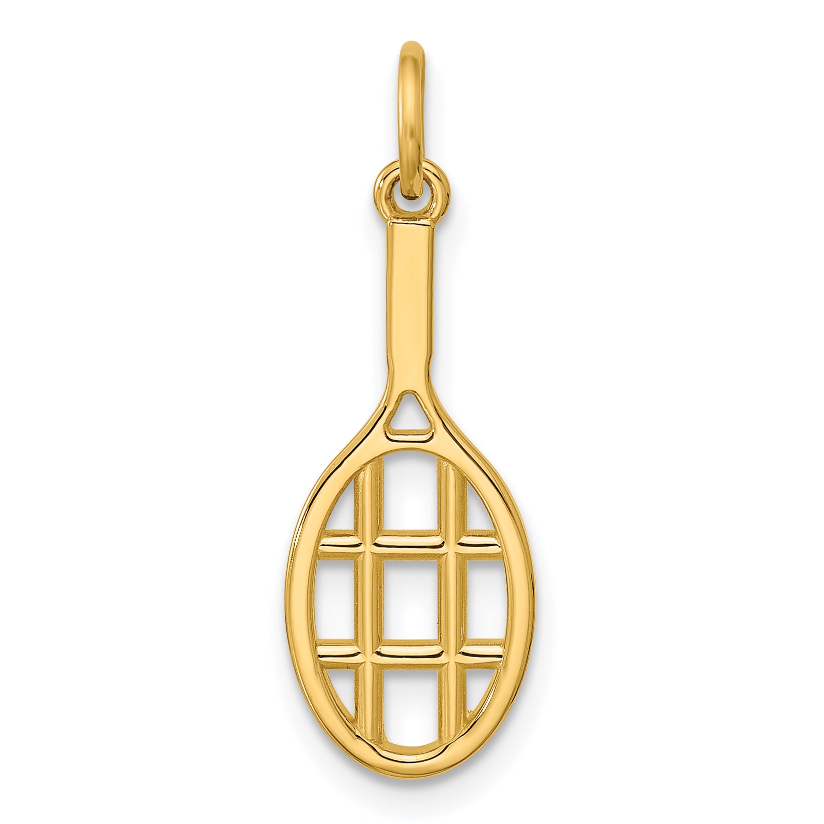 14K Polished Tennis Racket Pendant