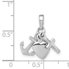 14K White Gold 3D Faith, Hope and Charity Charm