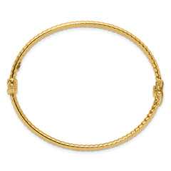 14K Polished and Textured 3.00mm Hinged Oval Bangle Bracelet