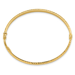 14K Polished Diamond-cut 4.00mm Hinged Oval Bangle Bracelet