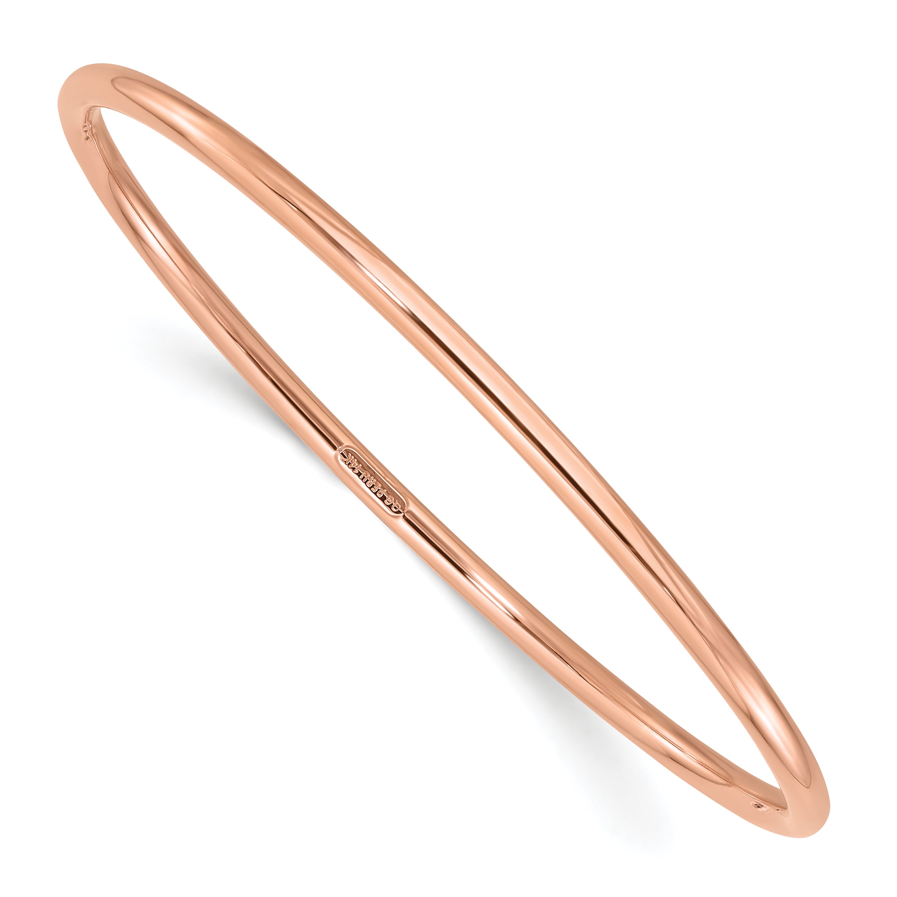 14k Rose Gold Polished 3.00mm Slip-on Round Bangle Bracelet