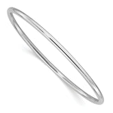 14k White Gold Polished 3.00mm Slip-on Round Bangle Bracelet