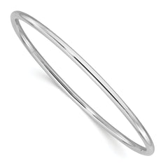 14k White Gold Polished 3.00mm Slip-on Round Bangle Bracelet