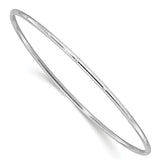14k White Gold Polished Diamond-cut 2.00mm Slip-on Round Bangle Bracelet