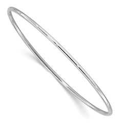 14k White Gold Polished Diamond-cut 2.00mm Slip-on Round Bangle Bracelet