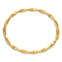 14k Polished and Twisted 3.80mm Hinged Oval Bangle Bracelet