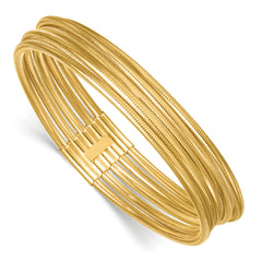 14k Polished Five Strand Mesh Stretch Round Bracelet