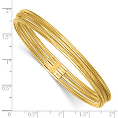 14k Polished Three Strand Mesh Stretch Round Bracelet